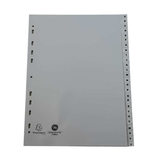 Picture of A4 RECYCLED PLASTIC DIVIDERS GREY A-Z  X26